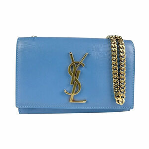 Saint Laurent Kate Monogram Shoulder Bag blue leather